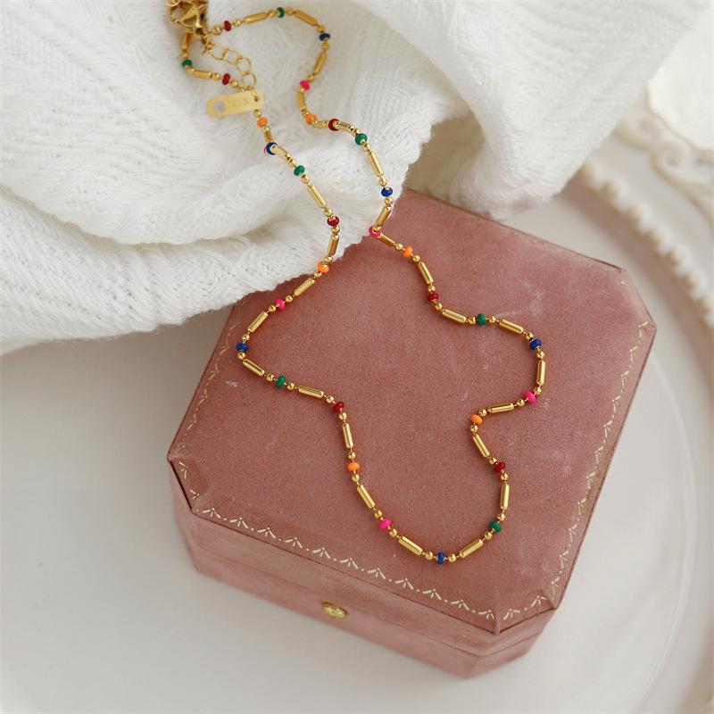Chains Trendy Bohemian Colorful Beaded Necklace For Women Stainless Steel Charms Tassel Clavicle Chain Chockers Handmade Jewelry Gifts
Chains Trendy Bohemian Colorful Beaded Necklace For Women Stainless Steel Charms Tassel Clavicle Chain Chockers Handmade Jewelry Gifts