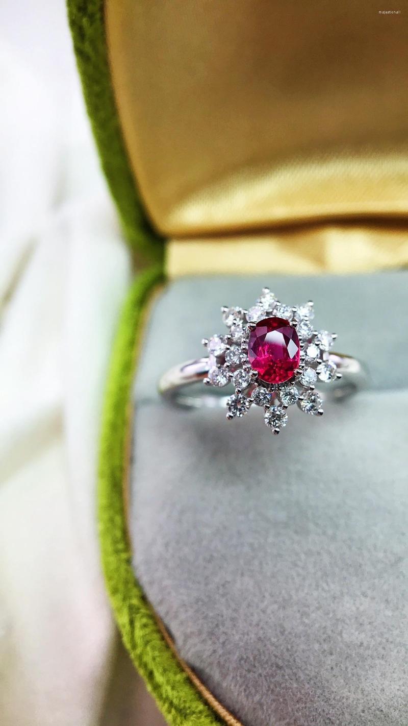 Cluster Rings JY Solid 18K Gold Nature 0.45ct Red Ruby Gemstones Diamonds Women Fine Jewelry Presents The Six-word Admonition
Cluster Rings JY Solid 18K Gold Nature 0.45ct Red Ruby Gemstones Diamonds Women Fine Jewelry Presents The Six-word Admonition