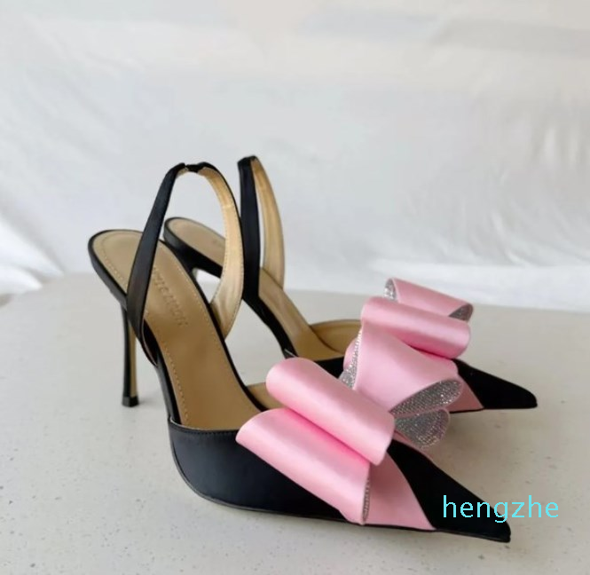 Satin dress shoes Rear sling sandals Womens leather sole high heels 9.5cm women high heeled 34-42 With box, Black
Satin dress shoes Rear sling sandals Womens leather sole high heels 9.5cm women high heeled 34-42 With box, Black