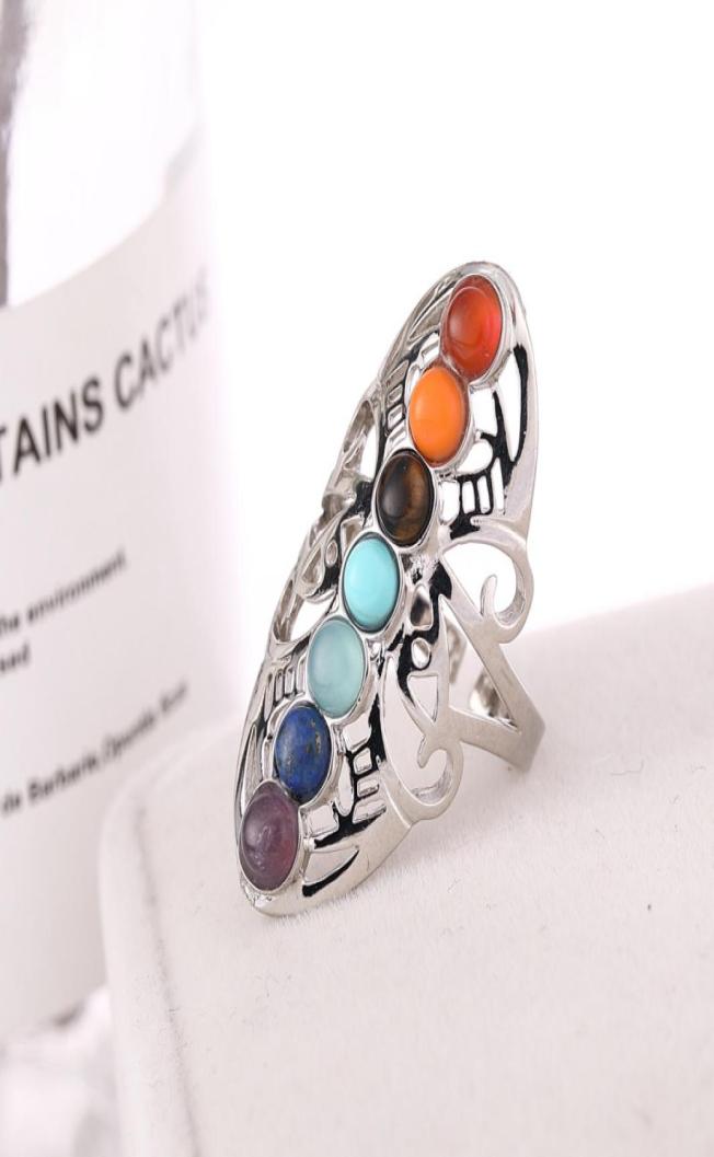 Vintage 7 Chakra Stones Yoga Ring Hollow Silver Plated Adjustable Thumb Ring Reiki Jewelry 80 N27150520
Vintage 7 Chakra Stones Yoga Ring Hollow Silver Plated Adjustable Thumb Ring Reiki Jewelry 80 N27150520