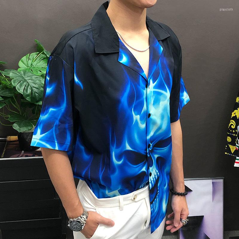 Men's Casual Shirts Flame Skeleton Printing Short Sleeve Camisa Hombre Summer Loose Lapel Shirt Social Masculina Club, Picture
Men's Casual Shirts Flame Skeleton Printing Short Sleeve Camisa Hombre Summer Loose Lapel Shirt Social Masculina Club, Picture