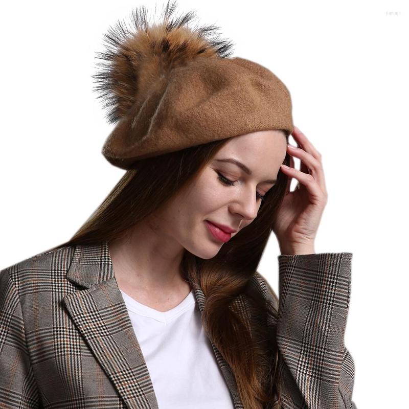 Berets Autumn Winter Wool Women's Beret Cap 15cm Big Real Natural Raccoon Fur Pompom Hat Mom Girls Pumpkin For Women, White
Berets Autumn Winter Wool Women's Beret Cap 15cm Big Real Natural Raccoon Fur Pompom Hat Mom Girls Pumpkin For Women, White