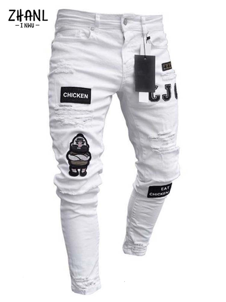 Mens Jeans Stretchy Ripped Skinny Embroidered White Pants Destroyed Hole Slim Fit Denim High Quality Hip Hop Men trousers 230420, Dark blue 00dy011
Mens Jeans Stretchy Ripped Skinny Embroidered White Pants Destroyed Hole Slim Fit Denim High Quality Hip Hop Men trousers 230420, Dark blue 00dy011