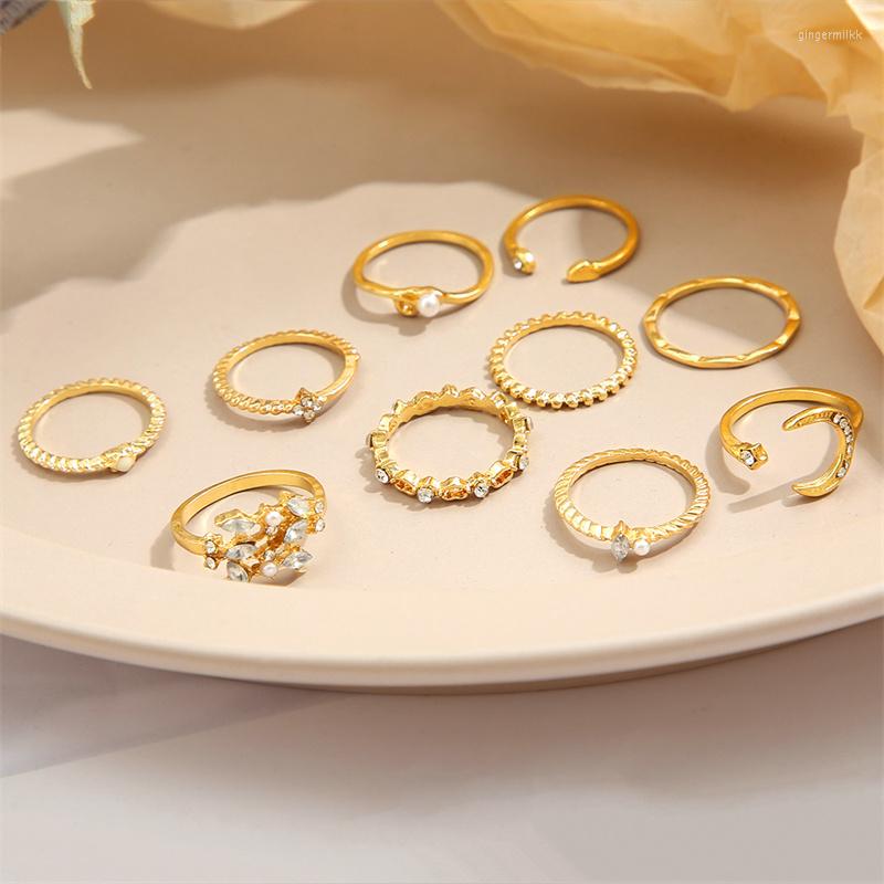 Cluster Rings Bohemian Gold Color Set Moon Zircon Rhinestones Jewelry For Finger Open Ring Vintage Fashion Party Gift
Cluster Rings Bohemian Gold Color Set Moon Zircon Rhinestones Jewelry For Finger Open Ring Vintage Fashion Party Gift