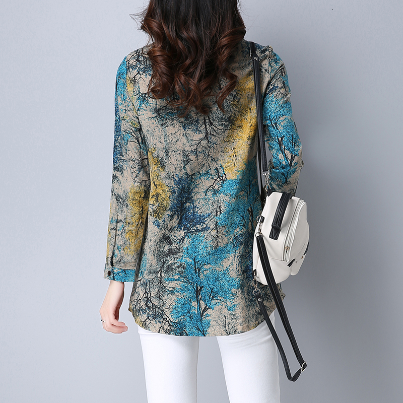 Men's Swimwear Casual Women Blouses long sleeve shirt women Turn Down Collar Print Camisas Feminina Tops and PZ096 230420