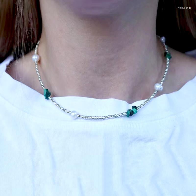 Choker Simple Classic Gold Silver-color Seed Beads Short Necklace Natural Pearl Malachite Embellishment Collar Summer Beach Jewelry
Choker Simple Classic Gold Silver-color Seed Beads Short Necklace Natural Pearl Malachite Embellishment Collar Summer Beach Jewelry