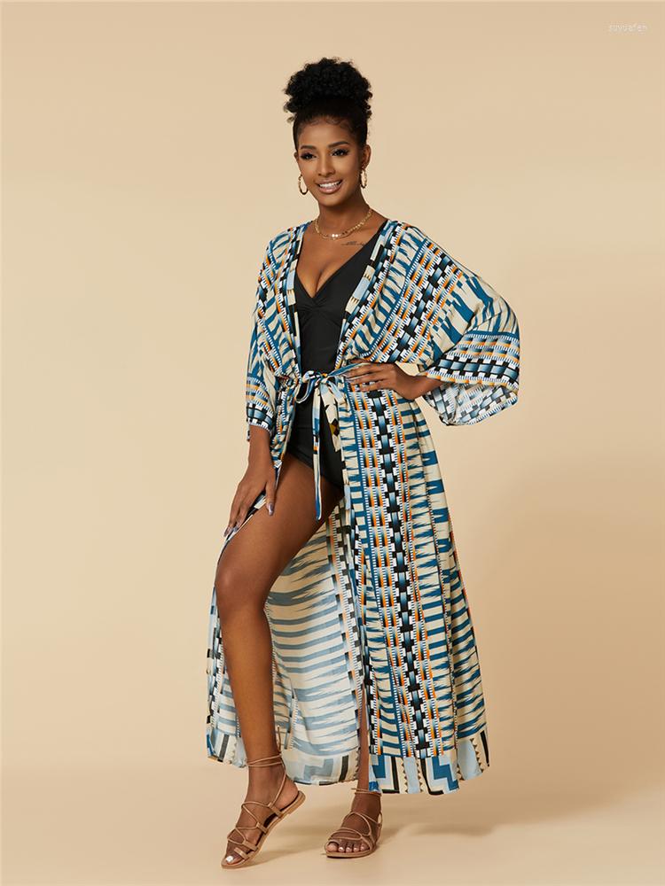 Women's Swimwear 2023 Bohemian Printed Long Sleeve Elegant Self Belted Kimono Dress Tunic Women Plus Size Beach Wear Swim Suit Cover Up, Q1228-2
Women's Swimwear 2023 Bohemian Printed Long Sleeve Elegant Self Belted Kimono Dress Tunic Women Plus Size Beach Wear Swim Suit Cover Up, Q1228-2