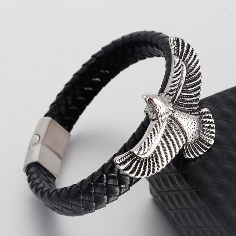 Link Bracelets Fashion Leather Rope Wrap Special Style Classic Eagle Stainless Steel Men's Bracelet Magnetic Clasp E156
Link Bracelets Fashion Leather Rope Wrap Special Style Classic Eagle Stainless Steel Men's Bracelet Magnetic Clasp E156