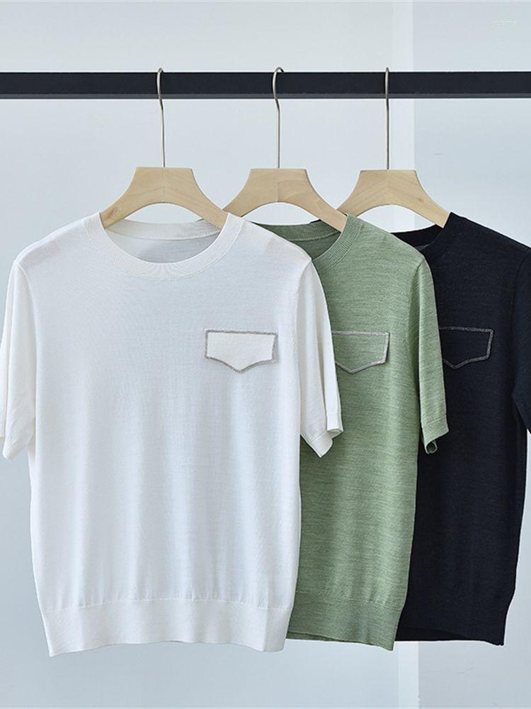 Women's T Shirts Wool Silk Blends Women Knitted Tshirt 3 Colors Thin Casual Short Sleeve Beading Top O-neck Simple Tees For Female Summer, Black
Women's T Shirts Wool Silk Blends Women Knitted Tshirt 3 Colors Thin Casual Short Sleeve Beading Top O-neck Simple Tees For Female Summer, Black