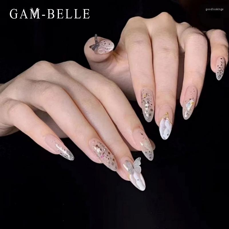 False Nails GAM-BELLE Glitter Sequin French With 3D Butterfly Designs Long Oval Full Cover Artificial Press On Decoration, Picture shown
False Nails GAM-BELLE Glitter Sequin French With 3D Butterfly Designs Long Oval Full Cover Artificial Press On Decoration, Picture shown