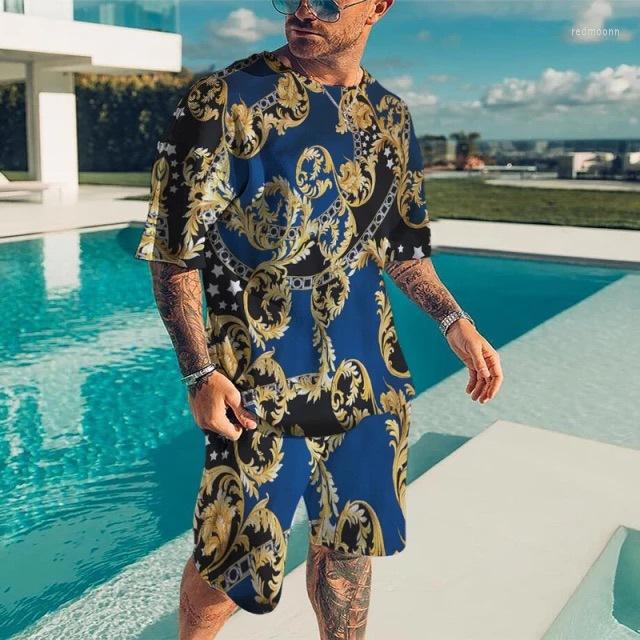 Men' T Shirts Summer Round Neck T-shirt Set Baroque Style Golden Flower 3D Printed Shorts Unisex Street Casual Short Sleeved, Suit
Men' T Shirts Summer Round Neck T-shirt Set Baroque Style Golden Flower 3D Printed Shorts Unisex Street Casual Short Sleeved, Suit