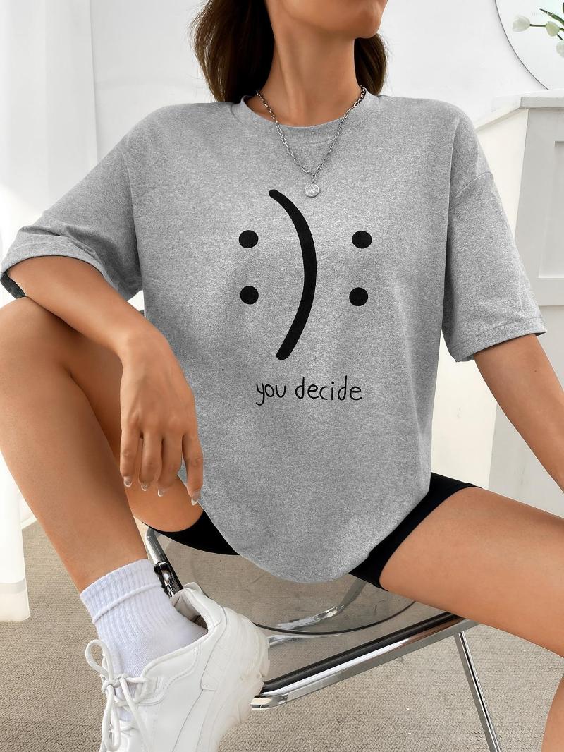 Women' T Shirts Happy And Sad You Decide Funny Womens T-Shirts Personality Oversize Cotton Clothing Breathable Casual O-Neck Woman Short, Gray
Women' T Shirts Happy And Sad You Decide Funny Womens T-Shirts Personality Oversize Cotton Clothing Breathable Casual O-Neck Woman Short, Gray