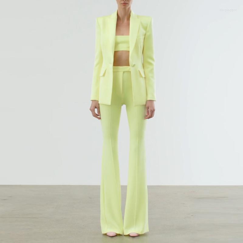 Women' Two Piece Pants Blazer Wide Leg Suit 2 Set Bright Yellow Office Ladies Women Business Single Buttons Flared Formal
Women' Two Piece Pants Blazer Wide Leg Suit 2 Set Bright Yellow Office Ladies Women Business Single Buttons Flared Formal