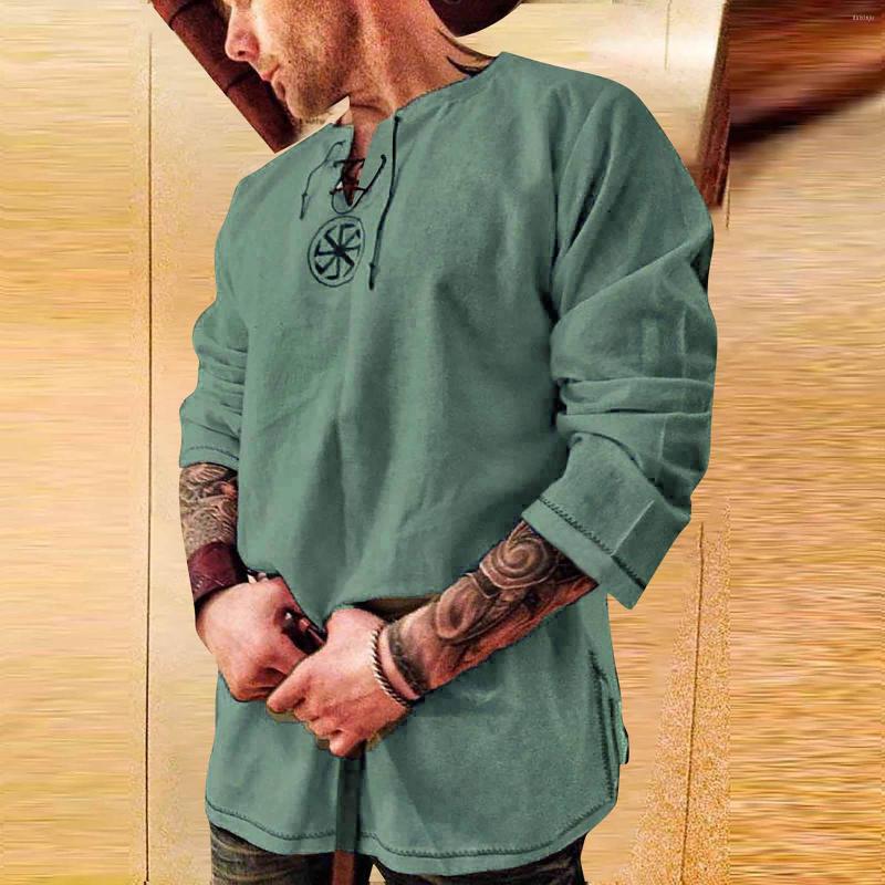 Men's Casual Shirts Embroidery Loose Men Long Sleeves Solid Color Tops Retro Cotton Linen Bandage Lace Up Blouse Medieval Clothing, Bk
Men's Casual Shirts Embroidery Loose Men Long Sleeves Solid Color Tops Retro Cotton Linen Bandage Lace Up Blouse Medieval Clothing, Bk
