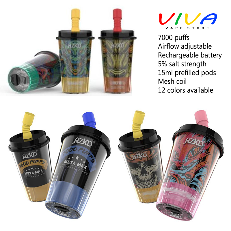 HZKO Meta Max 7000 Puffs Electronic Cigarettes Rechargeable 5% Nic Mesh Coil Disposable Vape Bars 15ml Prefilled Pods Cartridges 600mAh Battery 12 Colors
HZKO Meta Max 7000 Puffs Electronic Cigarettes Rechargeable 5% Nic Mesh Coil Disposable Vape Bars 15ml Prefilled Pods Cartridges 600mAh Battery 12 Colors