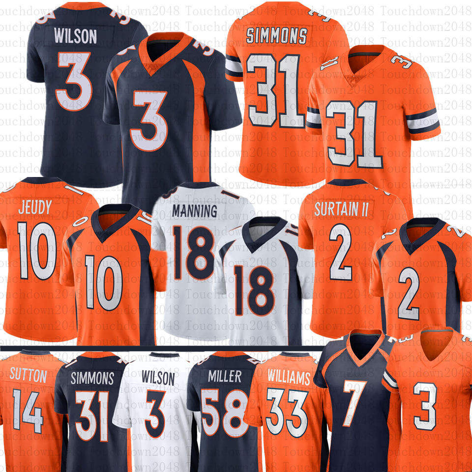 3 Russell Wilson Football Jersey 2 Patrick Surtain II 10 Jerry Jeudy 18 Peyton Manning 31 Justin Simmons Javonte Williams Elway Courtland Sutton Mens Women Youth Kids
3 Russell Wilson Football Jersey 2 Patrick Surtain II 10 Jerry Jeudy 18 Peyton Manning 31 Justin Simmons Javonte Williams Elway Courtland Sutton Mens Women Youth Kids