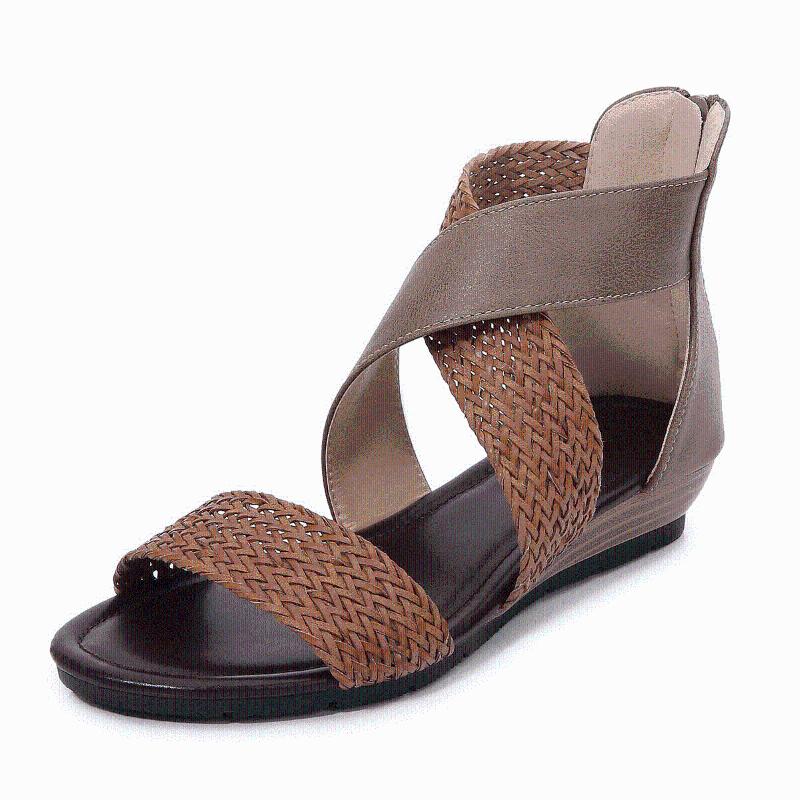 Sandals Women's Summer Vintage Wedge Shoes Woman Zipper Weave Thick Bottom Flats Platform Cross-Strap Sandalias Mujer, Black
Sandals Women's Summer Vintage Wedge Shoes Woman Zipper Weave Thick Bottom Flats Platform Cross-Strap Sandalias Mujer, Black