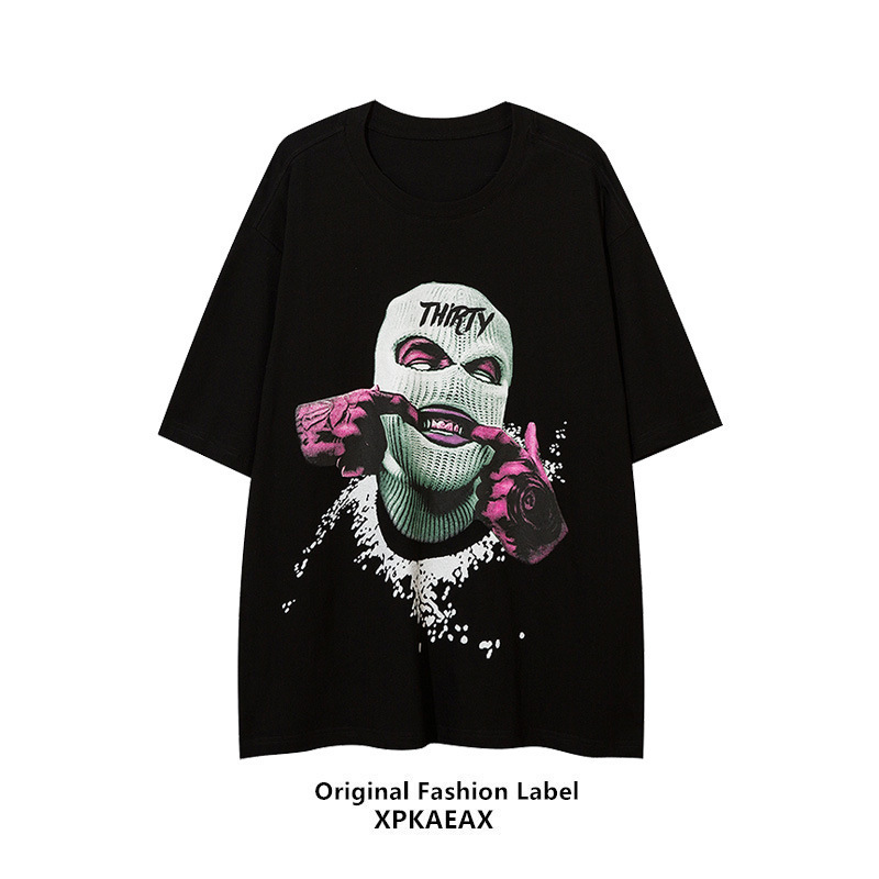 Mens TShirts Tshirt mens ins West hip hop hiphop handsome fried street five points short grapefruit male and female 230419