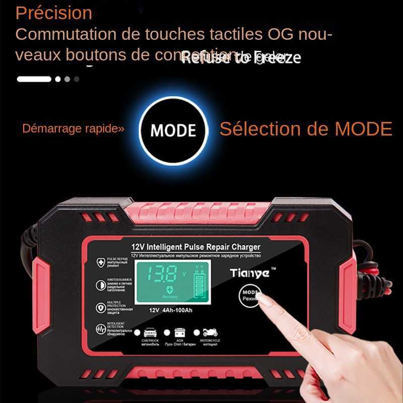Chargeur de batterie de voiture entirement automatique affichage 12V intelligent Power Puls pour rparation de batterie au plomb humide et sec