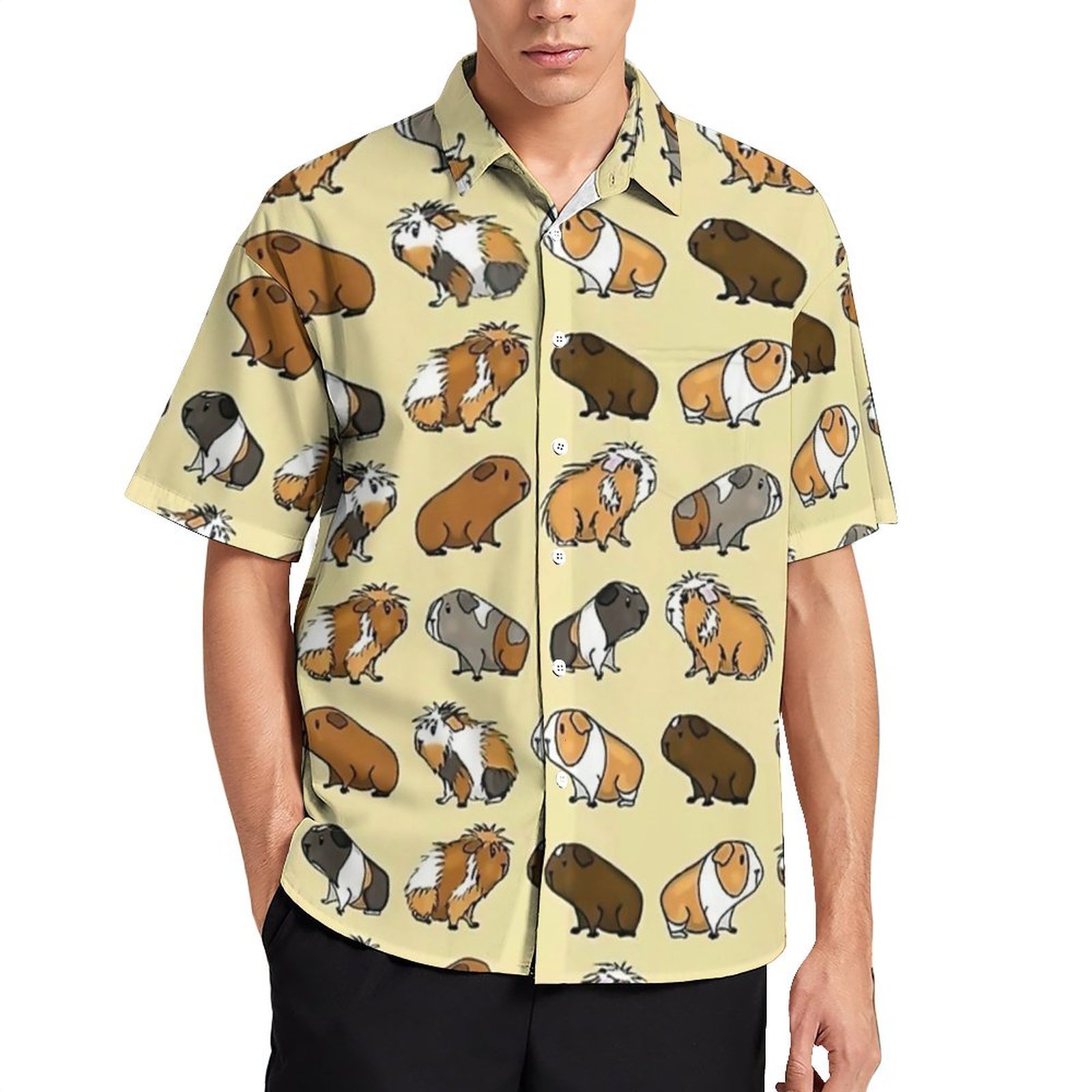 Men's Casual Shirts Hawaiian Beach Summer Shirt 3D Printed Cute Guinea Pig Men Women Retro Oversized Vocation Short Sleeve 230420