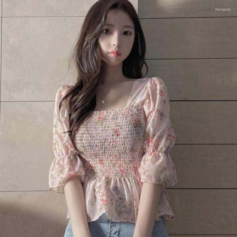 Women' Blouses Floral Print Chiffon Shirt Women' Short Top Sexy Sleeved Square Neck Shirts For Women Tops Female Clothing Q517, Green
Women' Blouses Floral Print Chiffon Shirt Women' Short Top Sexy Sleeved Square Neck Shirts For Women Tops Female Clothing Q517, Green