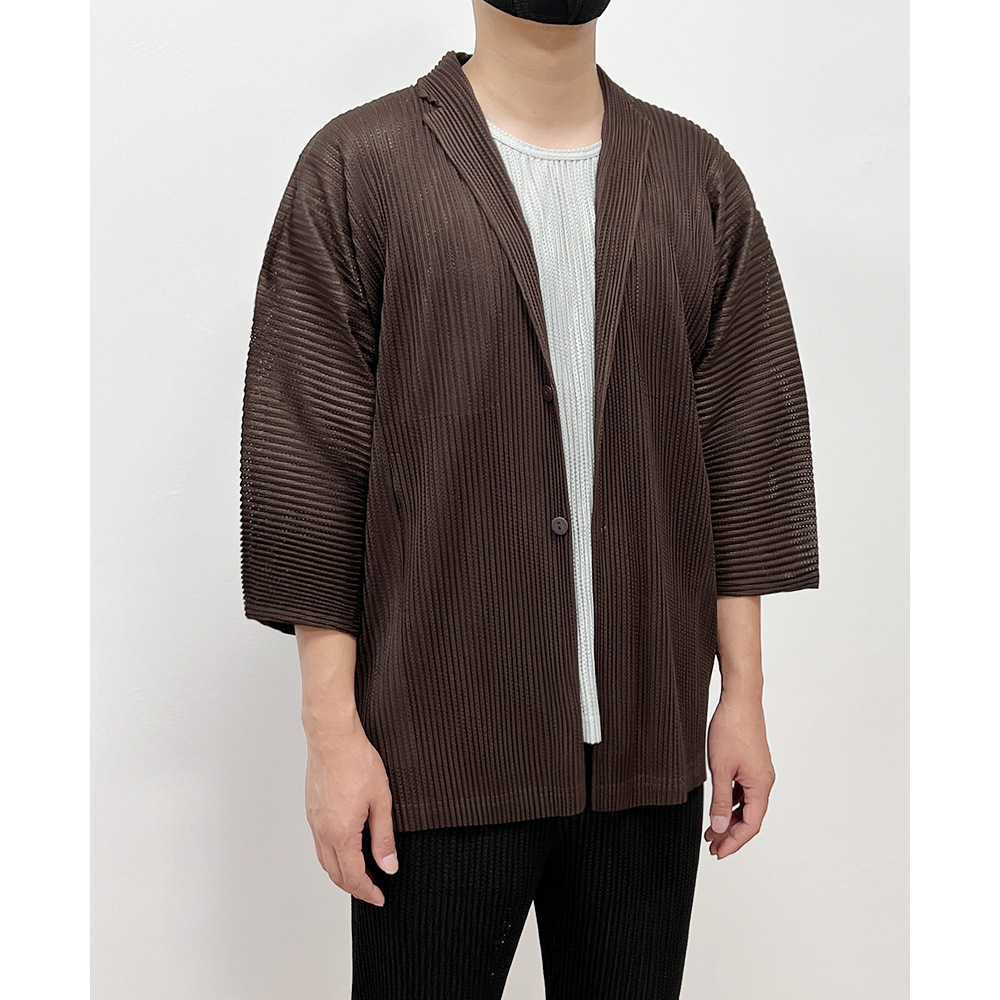 Men's Vests Miyake Pleated Mens Blazer 2023 Summer Breathable Sunscreen Coat Casual Business Japanese Style Mesh Jacket 230420