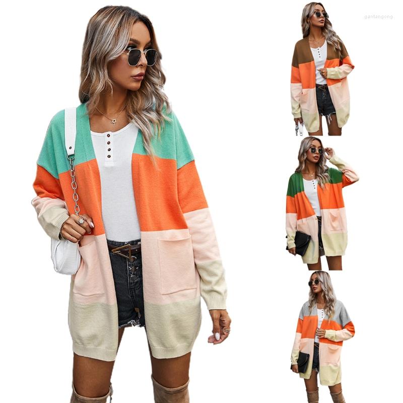 Women' Knits Women Color Block Stripes Cardigan Long Sleeve Knitted Sweater Coat With Pockets N7YE, Green
Women' Knits Women Color Block Stripes Cardigan Long Sleeve Knitted Sweater Coat With Pockets N7YE, Green