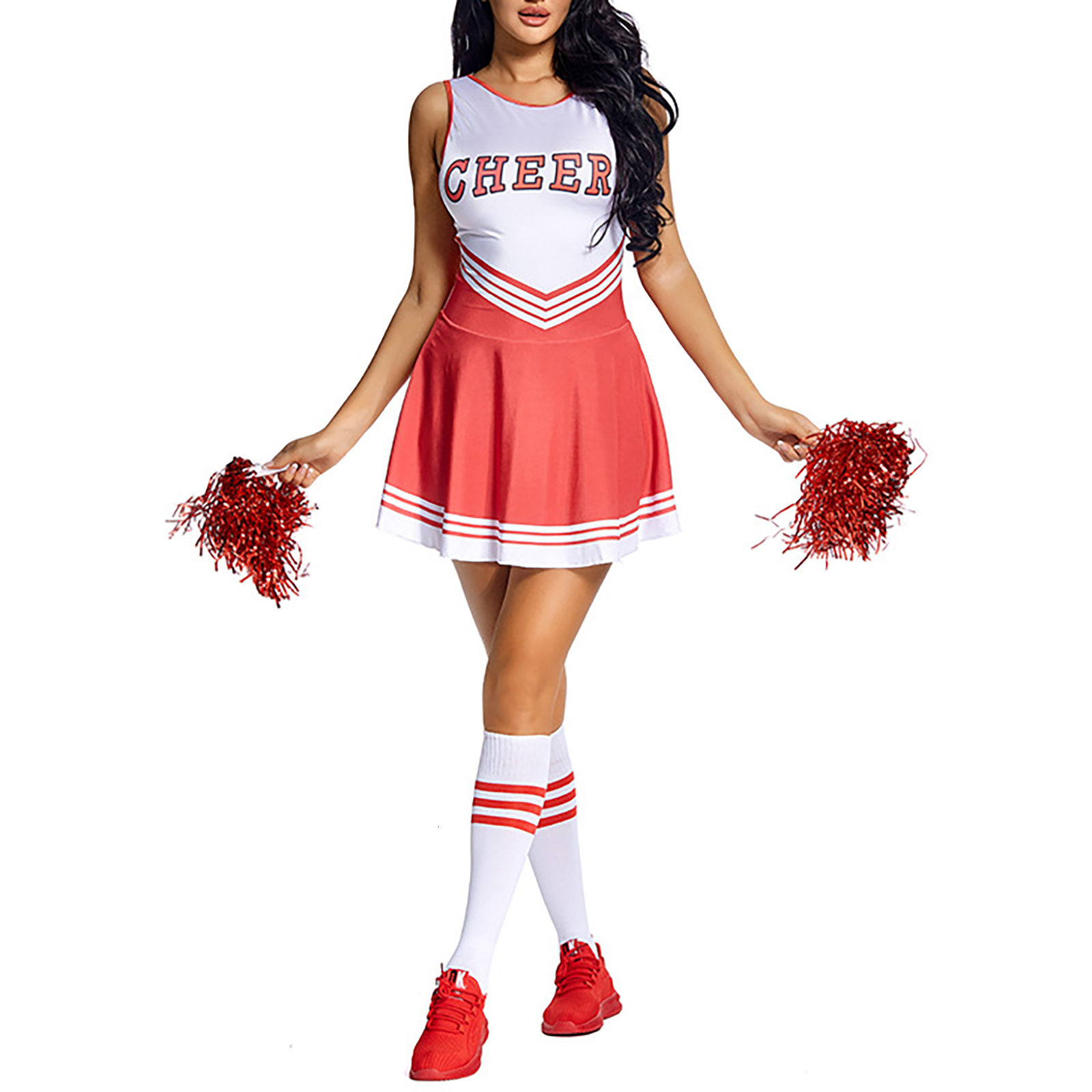 Cheerleading Womens Cheerleading Uniform Dance Costume Schoolgirl Cosplay Outfit Letter Print Sleeveless Dress with Socks Cheering Flower 230420
Cheerleading Womens Cheerleading Uniform Dance Costume Schoolgirl Cosplay Outfit Letter Print Sleeveless Dress with Socks Cheering Flower 230420