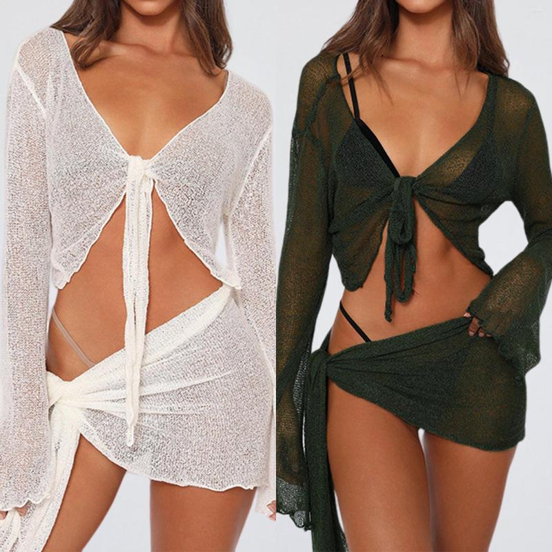 Women' Swimwear 2pcs/set Summe Skirt Suit Long Sleeve Swimsuit Bikini Cover-up See-through European Fashion Simple Solid Color For Seaside, White
Women' Swimwear 2pcs/set Summe Skirt Suit Long Sleeve Swimsuit Bikini Cover-up See-through European Fashion Simple Solid Color For Seaside, White