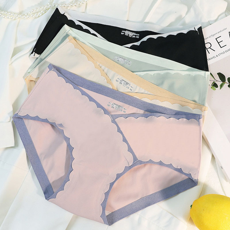 Women's Panties 10PCS/Lot Ice Silk Scarless Women's Underpanties Simple Colorless Cross Waist Sexy V-shaped Tummy Breathable Women's Un