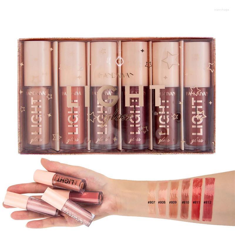 

Lip Gloss 6pcs/set Set Gift Box Mirror Water Glaze Liquid Lacquered Glass Dense Non-sticky Cup Suit