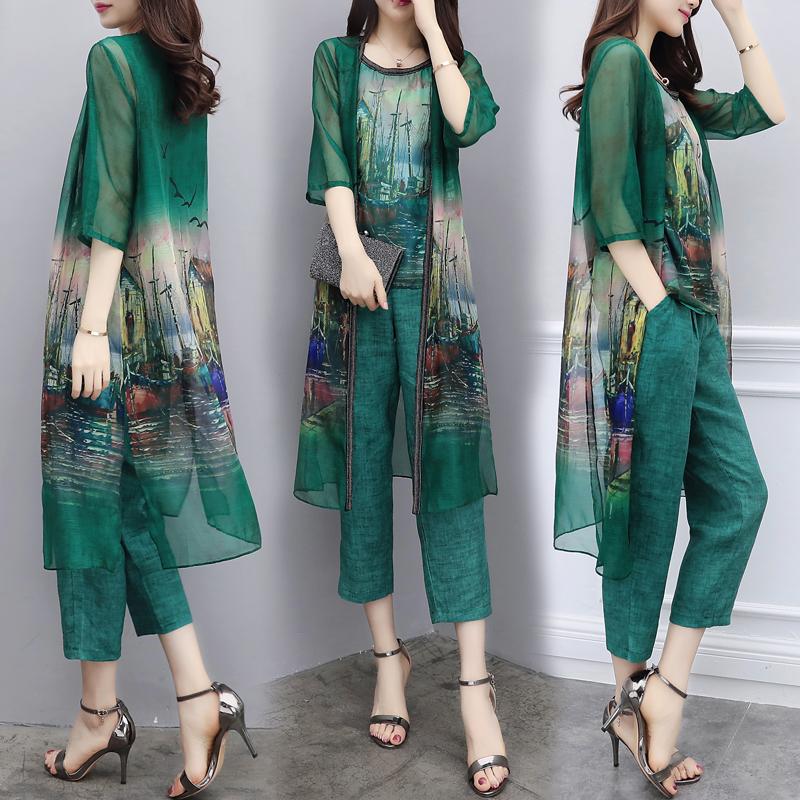 Dress Big Size Casual Fashion Ensemble Femme Deux Pieces Chiffon Floral Print 3 Piece Set Women Elegant Wild Summer Costumes For Women, Green
Dress Big Size Casual Fashion Ensemble Femme Deux Pieces Chiffon Floral Print 3 Piece Set Women Elegant Wild Summer Costumes For Women, Green