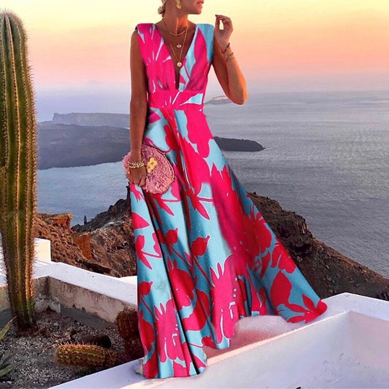 Vintage Floral Long Dress Lady High Neck Hollow Bubble Sleeve Dres Fashion Leopard Party Dresses 220317