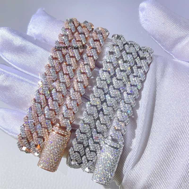 necklace moissanite chain infinity pendantHip Hop Iced Out Men Fashion Rapper Jewelry Vvs Moissanite Cuban Link Chain