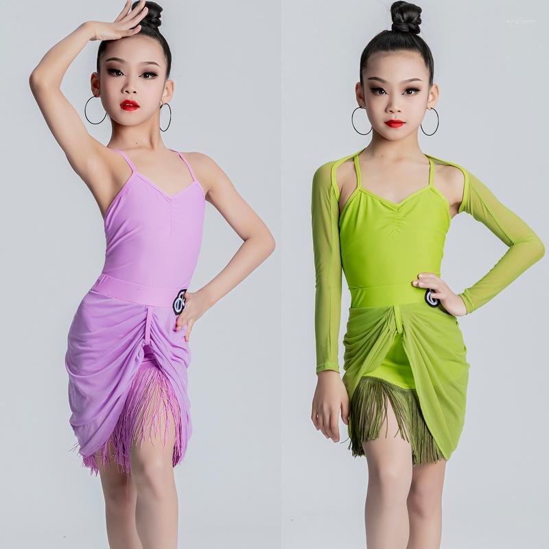 Stage Wear Kids Dancing Clothes For Girls Green Purple Latin Dance Split Suit Sleeveless Top Fringed Skirts Girl Dress SL8193
Stage Wear Kids Dancing Clothes For Girls Green Purple Latin Dance Split Suit Sleeveless Top Fringed Skirts Girl Dress SL8193