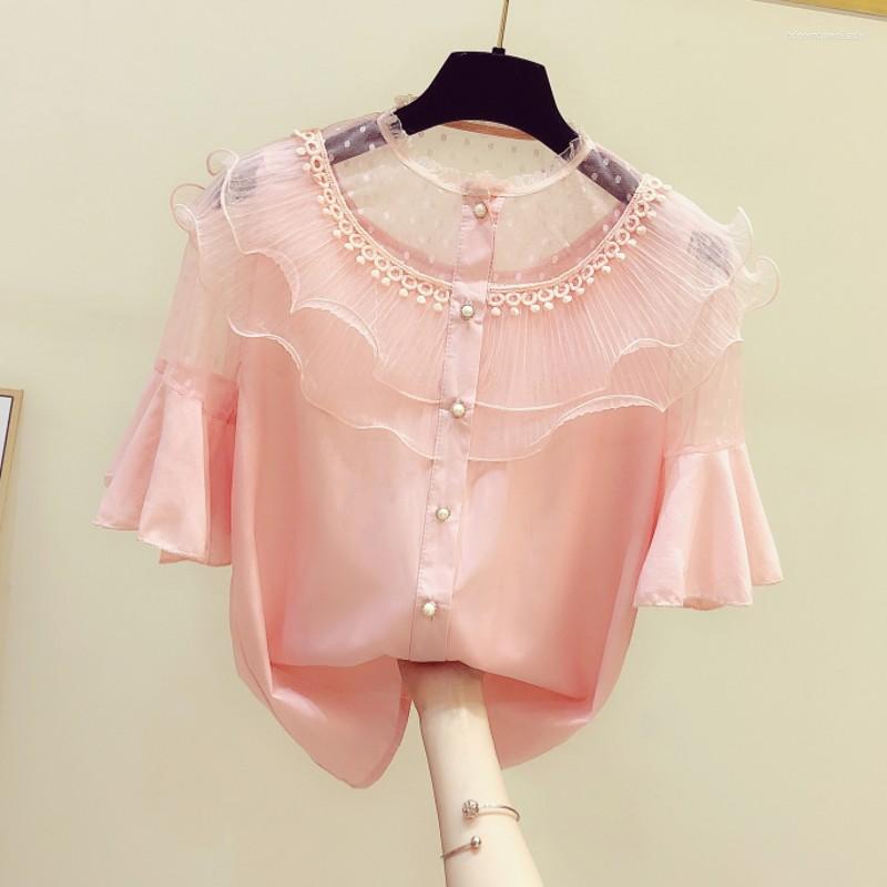 Women' Blouses Ruffles Patchwork Women Shrits 2023 Summer Short-Sleeved Loose Pink Lady Elegant Shirts Outwear Coat Tops, White
Women' Blouses Ruffles Patchwork Women Shrits 2023 Summer Short-Sleeved Loose Pink Lady Elegant Shirts Outwear Coat Tops, White