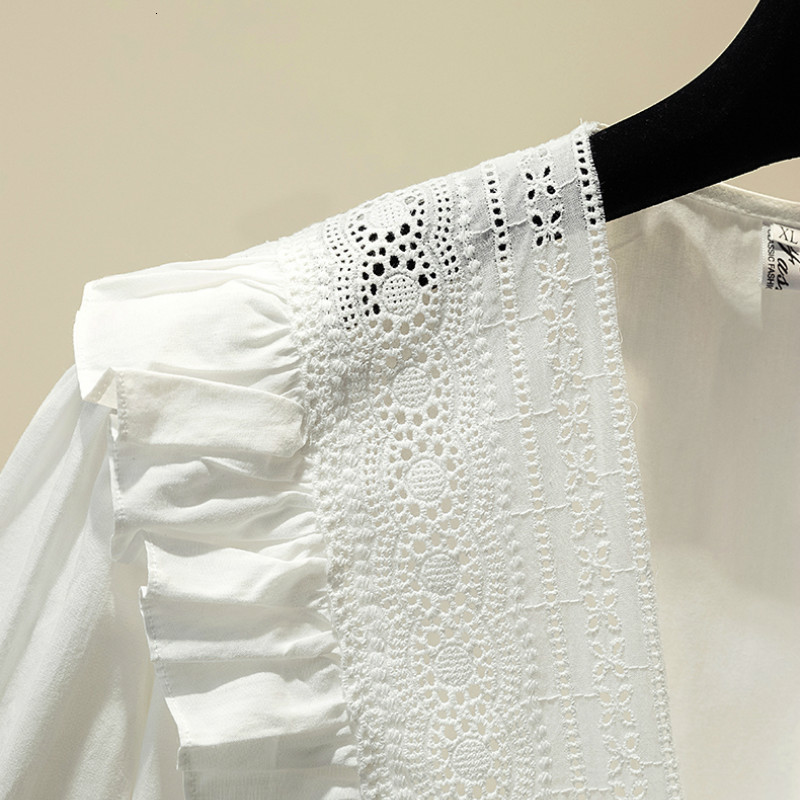 Men's Swimwear Women Blouses Shirts Spring Female Tops Vneck Ruffles Solid Elegant French Fashion Cozy High Quality Chic Ins Daily Date Office 23
