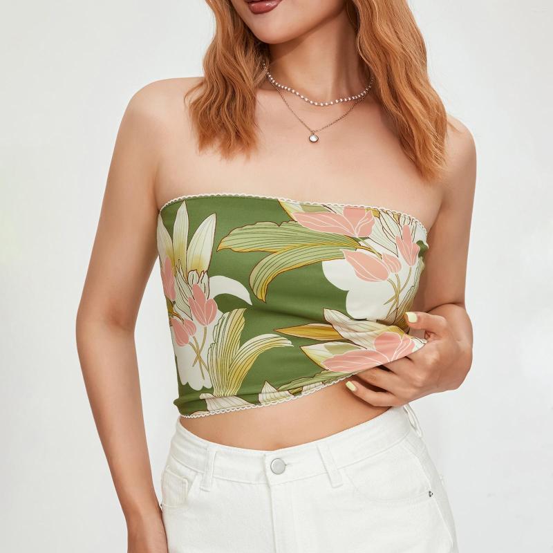 Women' Tanks Puloru Summer Green Floral Mini Skinny Tube Tops Women Sleeveless Off Shoulder Bandeau Cropped Casual Backless Strapless
Women' Tanks Puloru Summer Green Floral Mini Skinny Tube Tops Women Sleeveless Off Shoulder Bandeau Cropped Casual Backless Strapless