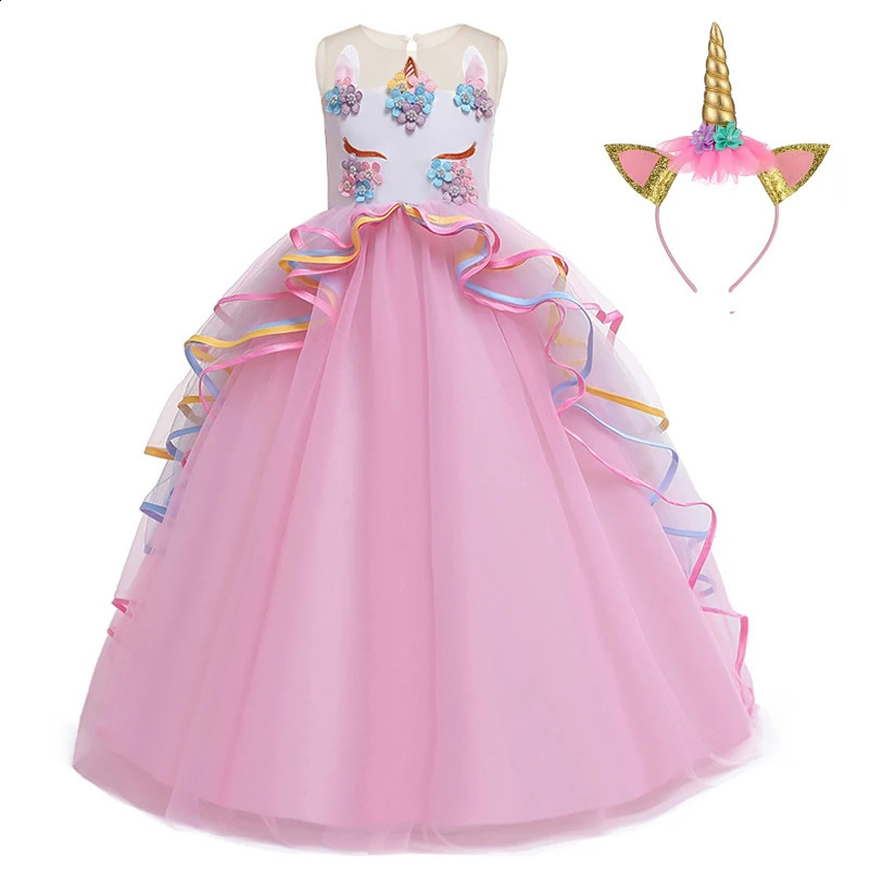 Clothing Sets 2023 Rainbow Unicorn Dress For Kids Girls Children Birthday Costume Girl Party Princess Dresses Vestidos Role Dance Performance 231118