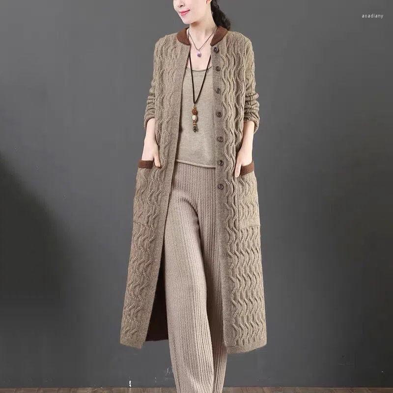 Women's Knits 2023 Autumn Winter Fashion Korean Knitted Cardigan Women Straight Single-Breasted Long Loose Sweater Ladies Jacket Tops, Brown
Women's Knits 2023 Autumn Winter Fashion Korean Knitted Cardigan Women Straight Single-Breasted Long Loose Sweater Ladies Jacket Tops, Brown