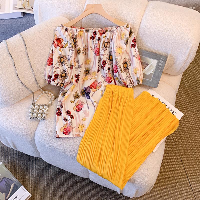 Women's Two Piece Pants Women Flower Prin Sexy Pieces Sets Summer Short Sleeve One-shoulder Shirt Wide Leg Long Streetwear 2 Suits, Top
Women's Two Piece Pants Women Flower Prin Sexy Pieces Sets Summer Short Sleeve One-shoulder Shirt Wide Leg Long Streetwear 2 Suits, Top