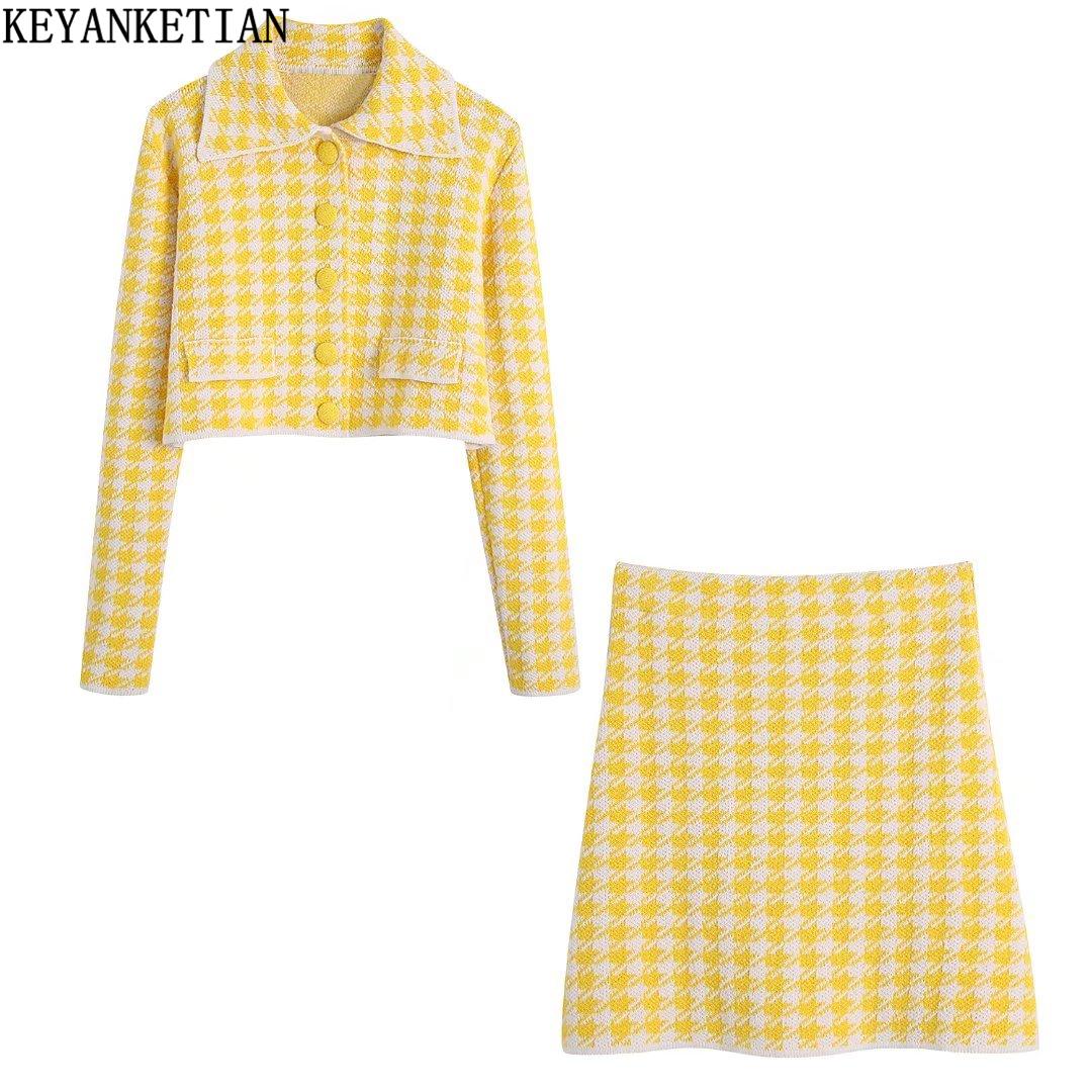 Dress KEYANKETIAN ZA PRIMAVERA NOVA CAMISOLA CARDIGAN FEMININO CURTO MANGAS COMPRIDAS PEQUENO ESTILO PERFUMADO HOUNDSTOOTH MALHA CASACO, Yellow
Dress KEYANKETIAN ZA PRIMAVERA NOVA CAMISOLA CARDIGAN FEMININO CURTO MANGAS COMPRIDAS PEQUENO ESTILO PERFUMADO HOUNDSTOOTH MALHA CASACO, Yellow