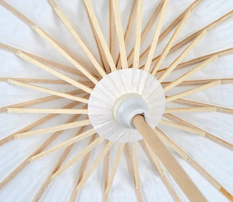 Fans Wedding Bride Parasols White Paper Umbrella Wooden Handle Japanese Chinese Craft 60cm Diameter Umbrellas FY5699 1120
