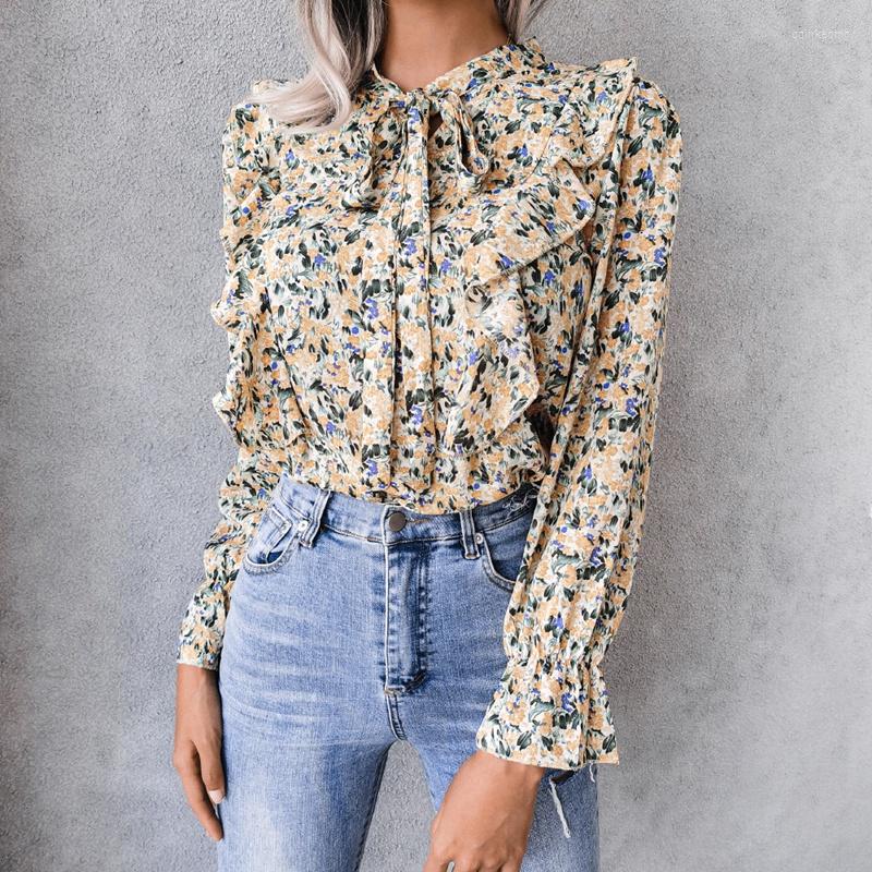 Women's Blouses Women Autumn Lace Up Ruffled Long Sleeve Floral Printed Chiffon Tops For Ladies Fashion All Match, Yellow
Women's Blouses Women Autumn Lace Up Ruffled Long Sleeve Floral Printed Chiffon Tops For Ladies Fashion All Match, Yellow