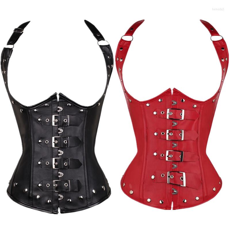 Women' Shapers Halter Neck Faux Leather Steampunk Corselet Front Buckle Closure Rivet Underbust Bustier Waist Cincher Shaper Corset, 9259 black
Women' Shapers Halter Neck Faux Leather Steampunk Corselet Front Buckle Closure Rivet Underbust Bustier Waist Cincher Shaper Corset, 9259 black