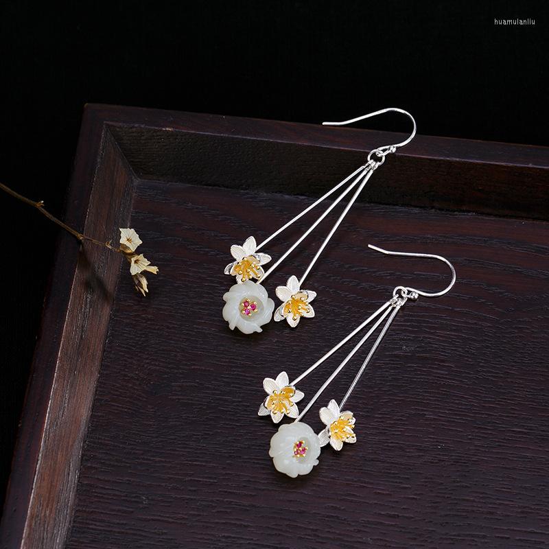 Dangle Earrings White Jade Flower Charms Talismans Real Jewelry Women 925 Silver Stone Chalcedony Chinese Natural Vintage Amulet
Dangle Earrings White Jade Flower Charms Talismans Real Jewelry Women 925 Silver Stone Chalcedony Chinese Natural Vintage Amulet