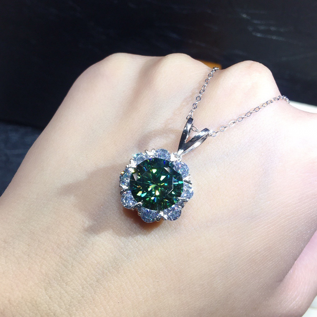 Flower 2ct Lab Diamond Jewelry set 925 Sterling Silver Engagement Wedding Rings Necklace For Women Bridal Birthday Party Gift