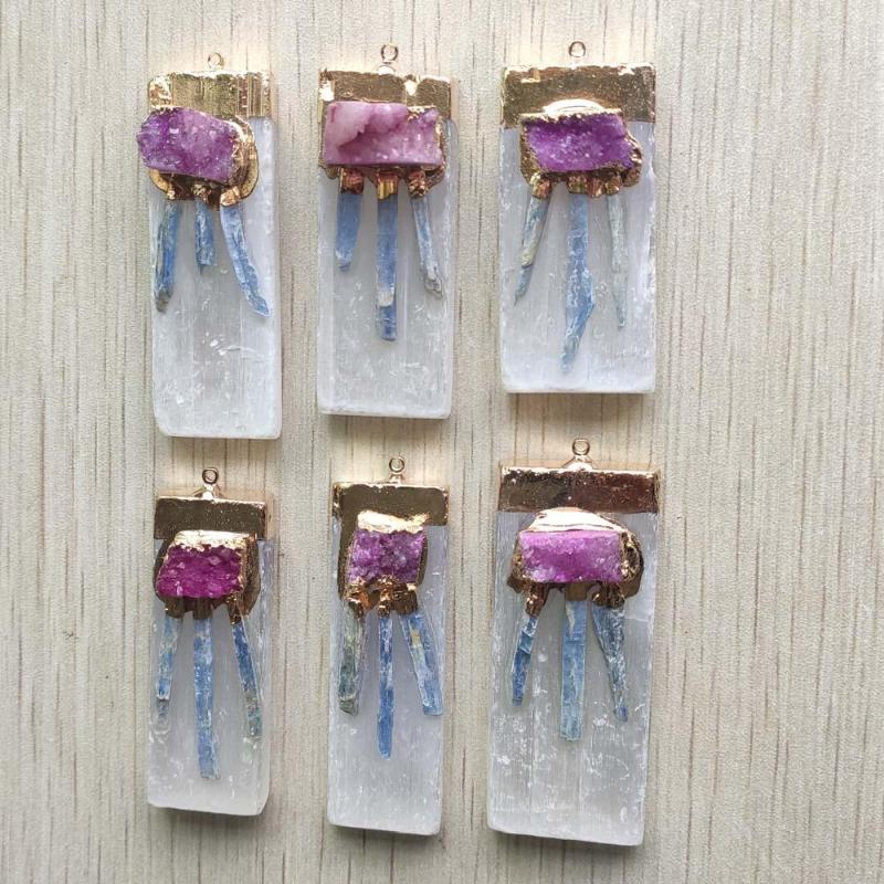 Pendant Necklaces Natural Blue Crystal Plaster Gypsum Ore Gold Plated Pillar For Diy Jewelry Making Wholesale 6pcs/lot Free
Pendant Necklaces Natural Blue Crystal Plaster Gypsum Ore Gold Plated Pillar For Diy Jewelry Making Wholesale 6pcs/lot Free