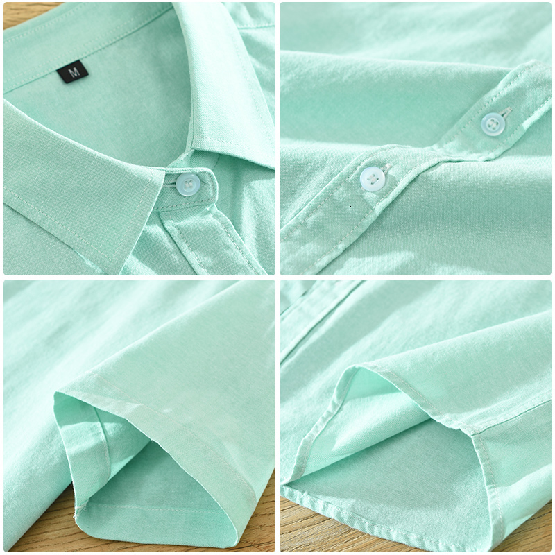 Men's Casual Shirts Summer New Short Sleeve Shirt for Men Pure Cotton Turn-down Collar Button Down Shirts Male Solid Casual Korean Clothes 230420