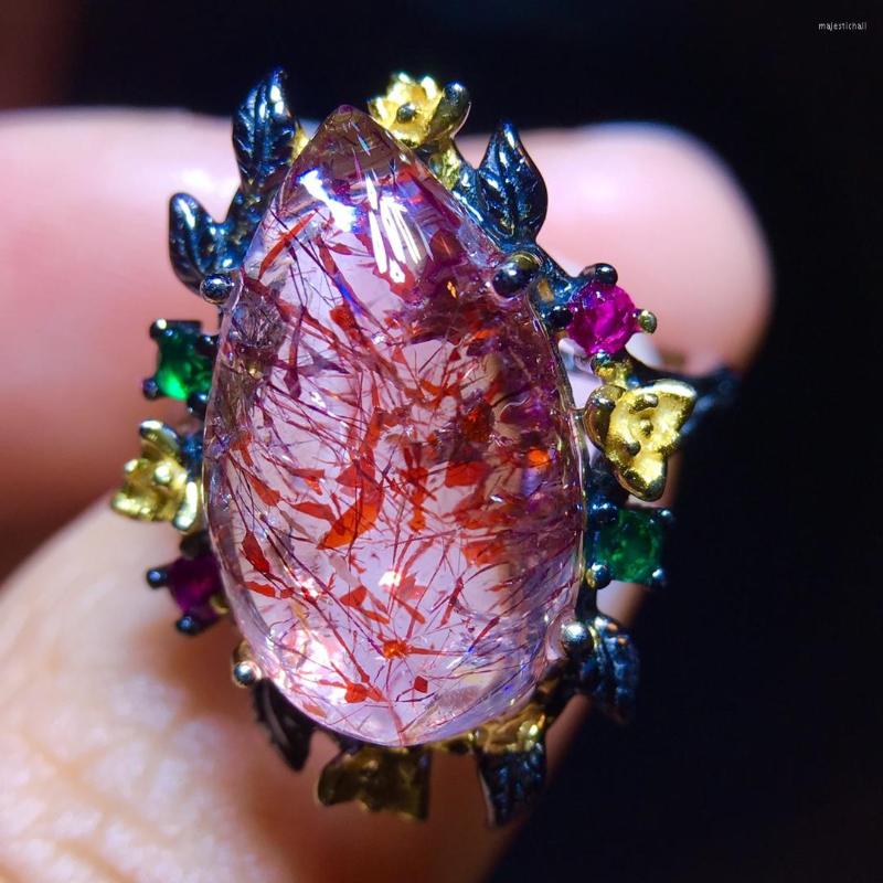 Cluster Rings 1Pcs/Lot Natural Gold Strawberry Crystal Ring 925 Sterling Silver Adjustable Size Gift Man Woman Jewelry Anillos Mujer Bague
Cluster Rings 1Pcs/Lot Natural Gold Strawberry Crystal Ring 925 Sterling Silver Adjustable Size Gift Man Woman Jewelry Anillos Mujer Bague